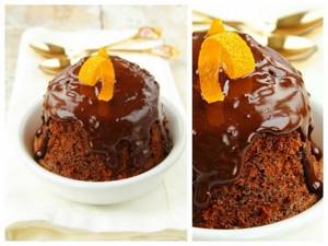 Orange chocolate cake in a mug