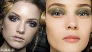 Eyeshadow colors for gray eyes: gray and light green