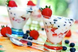 Dessert with berries and fruits