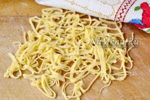 Homemade noodles for soup