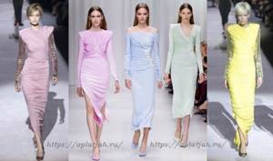 photo of cocktail dresses in pastel colors