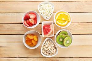 fruits, cottage cheese, cereals