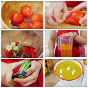 Gazpacho with cucumbers and sweet peppers
