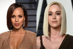 Smooth, even side-parted bob: Kerry Washington and Katy Perry