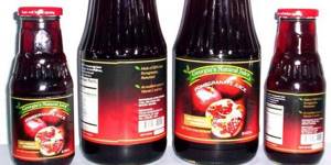 Pomegranate juice in bottles