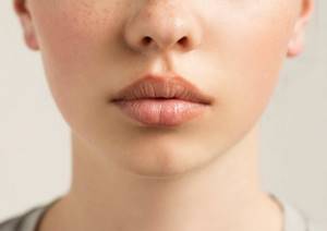 Lips with natural makeup