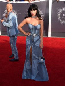 Katy Perry in a denim dress at the 2014 VMAs.