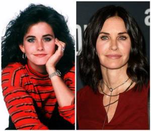 Courteney Cox in her youth and at 50