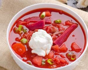 Red borscht with beets