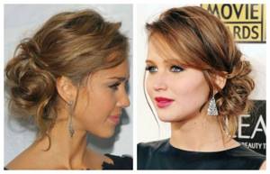 Light summer hairstyles for medium hair with collected hair, photo