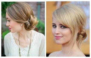 Easy hairstyles for medium hair with a low bun on the side, photo