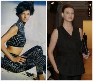 Linda Evangelista in her youth and at 50 years old