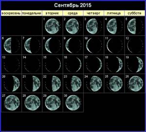 Lunar calendar for September 2015