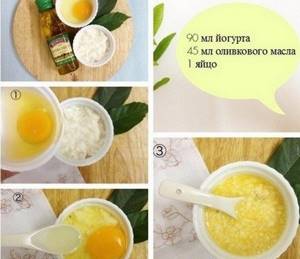 Yogurt, olive oil and egg mask