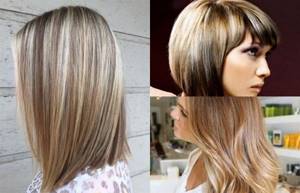 Highlighting on light brown hair, medium, short and long. Dyeing technique: ash blonde, reverse, Californian, dark. Photo 