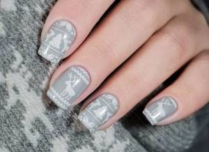 Fashionable nail designs in gray. Photo of the new 2020 gel polish, French, with glitter, rubbed in, pattern 