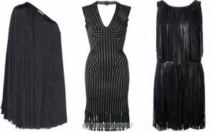 Модные коктейльные платья 2018 - короткие черные с длинной бахромой