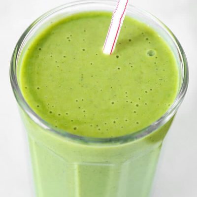 Milk smoothie made from spinach, cheese and banana - recipe with photo