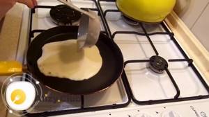 Pour a small portion of the dough onto the hot oil