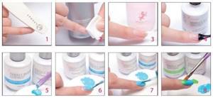 Applying gel polish includes 4 stages.