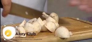 Slicing the mushrooms