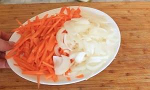 Chop onions and carrots