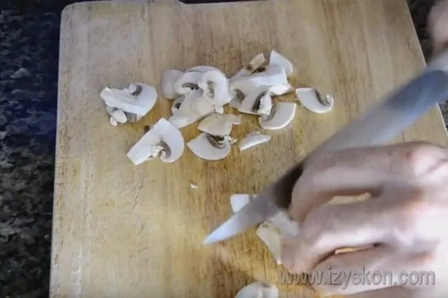 We also chop the mushrooms.