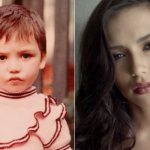 Olga Seryabkina in childhood and now
