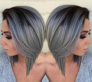 Ombre for short hair. Photos of coloring for light, dark, light brown, red, ash, gray ombre 