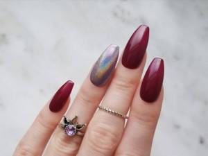 Autumn manicure 2020 with rubbing - photo