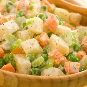 Lenten potato salad with carrots and peas - recipe with photo