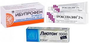 Drugs Lyoton, Troxevasin, Ibuprofen