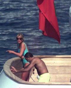 Princess Diana and her lover Dodi Al-Fayed on a yacht
