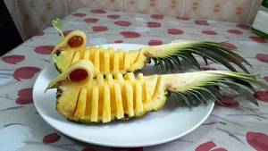 Birds of paradise made from fruits