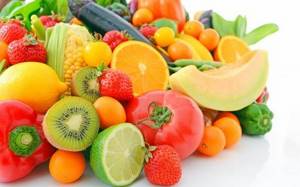 Recommended fruits and vegetables