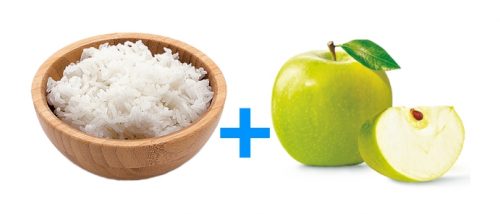Rice and green apples