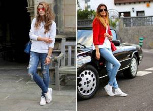 what to wear with white sneakers