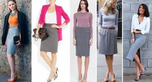 What colors can you combine with a gray skirt?