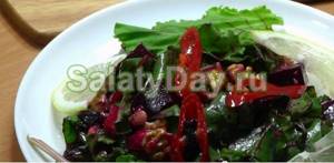 Young beet salad with walnuts