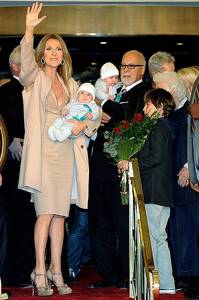 Celine Dion and Rene Angelil with children, 2011