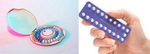 On the left - combined oral contraceptives, on the right - mini-pills