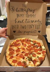 Announcing you&#39;re pregnant via a pizza box