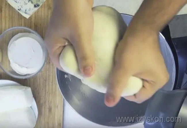 The dough can be kneaded by hand or using a food processor.