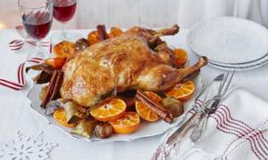 duck baked in foil with oranges