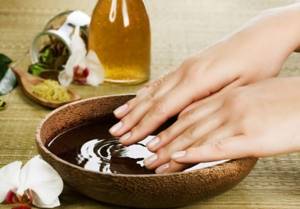 Hand baths with olive oil