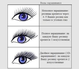 Types of eyelash extensions according to degree of attachment