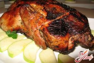 delicious duck with apples in a slow cooker