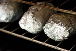 bake potatoes in foil in the oven