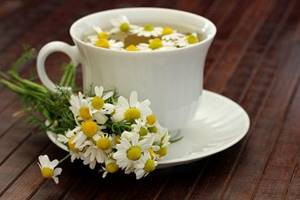 Brewed chamomile flowers