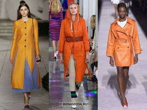 Женские пальто весна-лето 2020 - Яркие оранжевые пальто